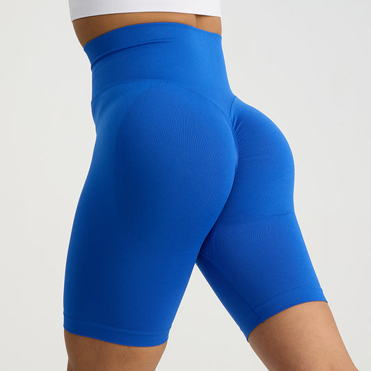 Lavi Gym Harmony Collection - Smooth Long Shorts with High V-Shaped Waistband Above the Glutes Dark Blue